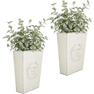 Set of 2 Farmhouse Metal Wall Planter,Rustic Wall Decor Country Hanging WallVase